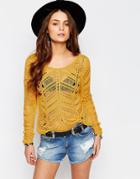 Only Ladder Knit Sweater - Yellow