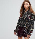 Bershka Ditsy Floral High Neck Boho Blouse
