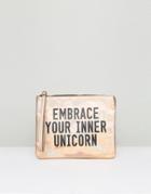 New Look Unicorn Makeup Bag - Gold