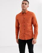 Asos Design Slim Fit Oxford Shirt In Rust-brown