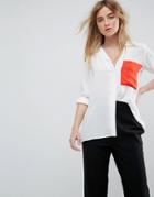 Asos Blouse With Contrast Pocket - White