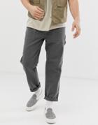 Asos Design Carpenter Utility Pants In Heavyweight Gray Canvas - Gray