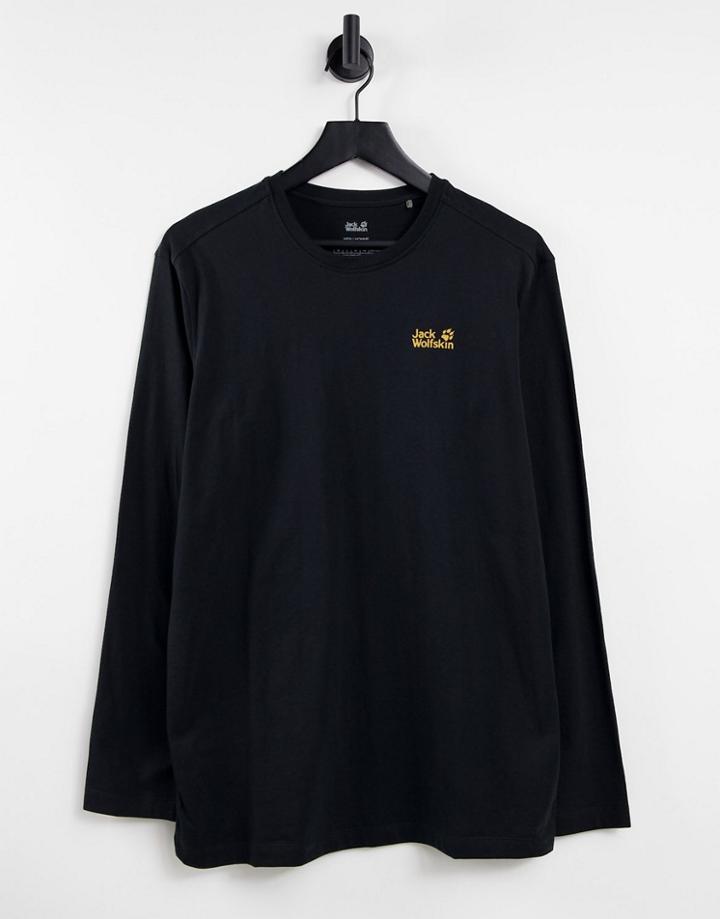 Jack Wolfskin Essential Long Sleeve T-shirt In Black