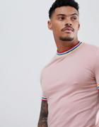 Asos Design Muscle T-shirt With Rainbow Tipping In Pink - Pink