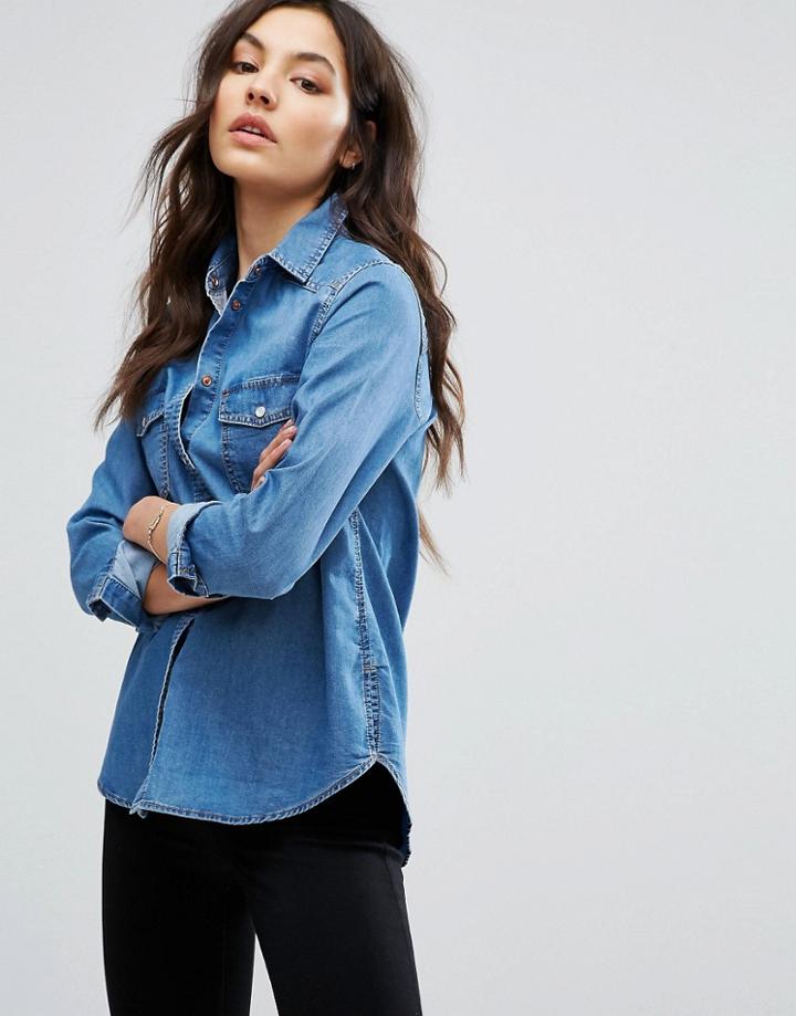 New Look Western Denim Shirt - Blue