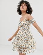 Wild Honey Cami Dress With Bunny Ties In Ditsy Print - White