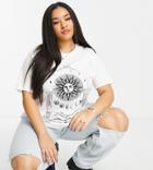 Asos Design Curve T-shirt With Solstice Graphic In White
