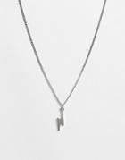 Asos Design Waterproof Stainless Steel Curb Necklace With 3d Lightning Bolt Pendant In Silver Tone