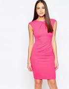 Vesper Avery Cap Sleeve Pencil Dress With Front Detail - Pink