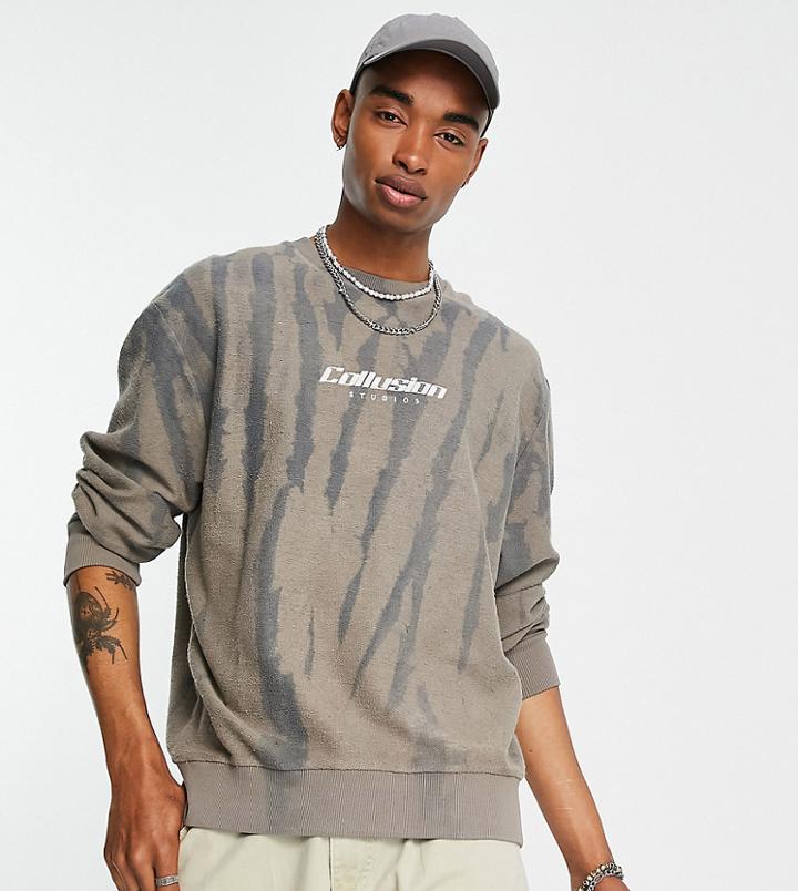 Collusion Sweatshirt With Embroidered Logo In Tie Dye - Part Of A Set-gray