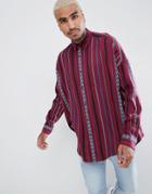 Asos Design Festival Oversized Vintage Stripe Shirt - Red
