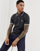 Original Penguin Slim Fit Tipped Pique Polo In Charcoal-gray