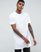 Asos Design Super Longline T-shirt With Crew Neck In White - White
