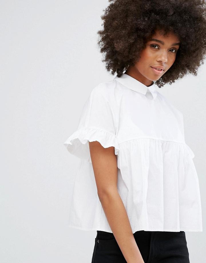 Only Frill Peplum Shirt - White