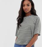 Asos Design Tall Boxy T-shirt In Burnout Stripe - Green