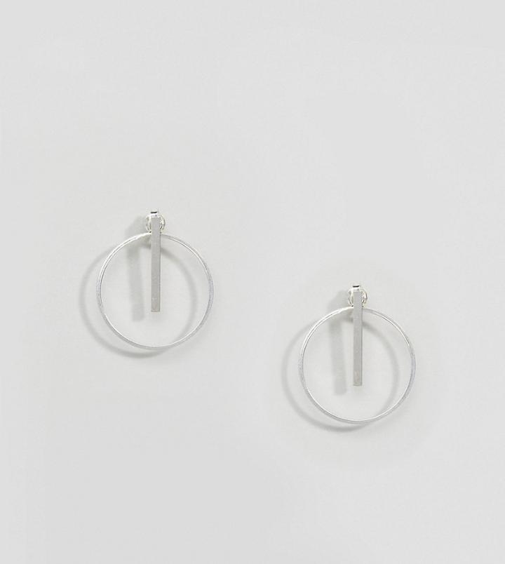Kingsley Ryan Sterling Silver Stick & Circle Drop Front Back Earrings - Silver
