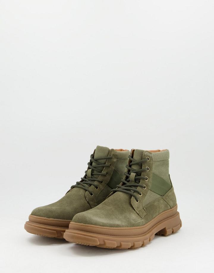 Office Binley Lace Up Boots In Khaki-green