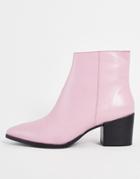 Asos Design Heeled Chelsea Boots With Pointed Toe In Pink Leather