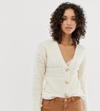 Warehouse Textured Cardigan In Ivory - Cream