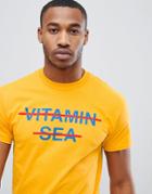 Boohooman T-shirt With Vitamin Sea Print In Yellow - Yellow