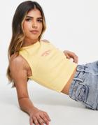 Pull & Bear High Neck Graphic Sleeveless Tank Top In Yellow