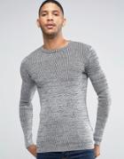 New Look Muscle Fit Sweater In Gray - Gray