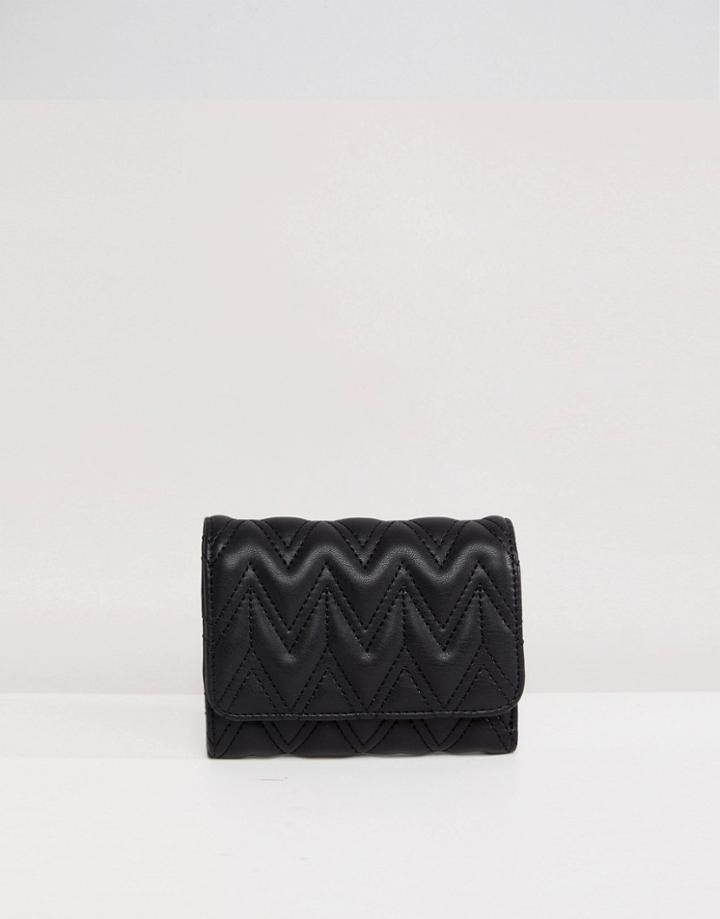 Asos Design Zig Zag Quilt Purse - Black
