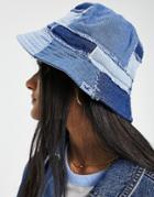 Hollister Bucket Hat In Patchwork Denim-blue