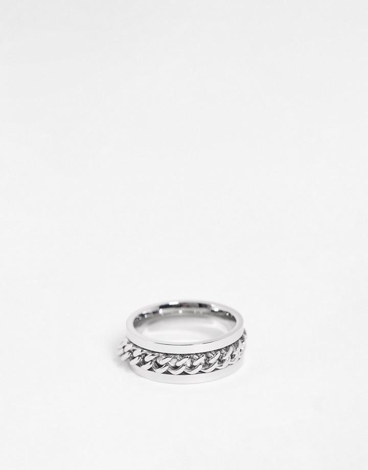 French Connection Chain Band Ring Silver