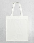 Asos Design Lightweight Cotton Tote Bag In Ecru-white