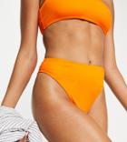Collusion High Waist High Leg Bikini Bottom In Orange - Mgreen