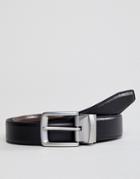 Esprit Leather Belt In Reversible Black/brown - Black