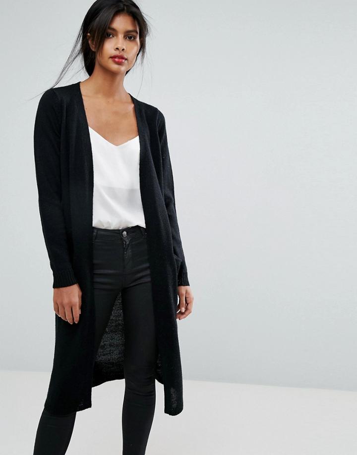 Vila Longline Knitted Cardigan - Black