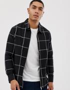 Bershka Shirt With Zip In Black Check