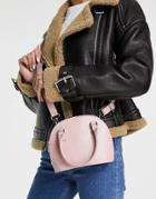 Asos Design Top Handle Bowler Bag With Detachable Crossbody Strap In Pink Lizard
