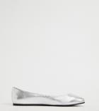 Asos Design Lassie Ballet Flats In Silver Snake - Silver