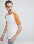 Produkt T-shirt With Contrast Raglan Sleeve - White