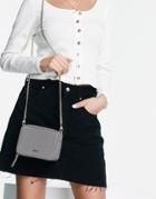 Paul Costelloe Leather Croc Print Crossbody Bag In Gray