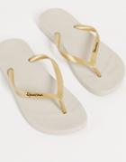 Ipanema Anatomica Flip Flops In Beige And Gold-neutral