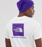 The North Face Red Box T-shirt In White/purple Exclusive At Asos