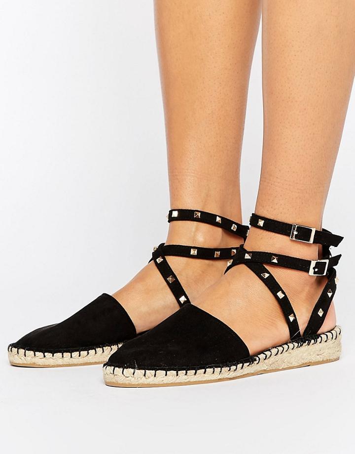 Asos Jinxie Studded Espadrilles - Black