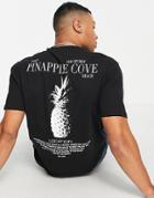 Only & Sons Oversized Pineapple Print T-shirt In Black