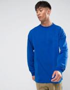 Asos Oversized Long Sleeve T-shirt With Cuff In Blue - Blue