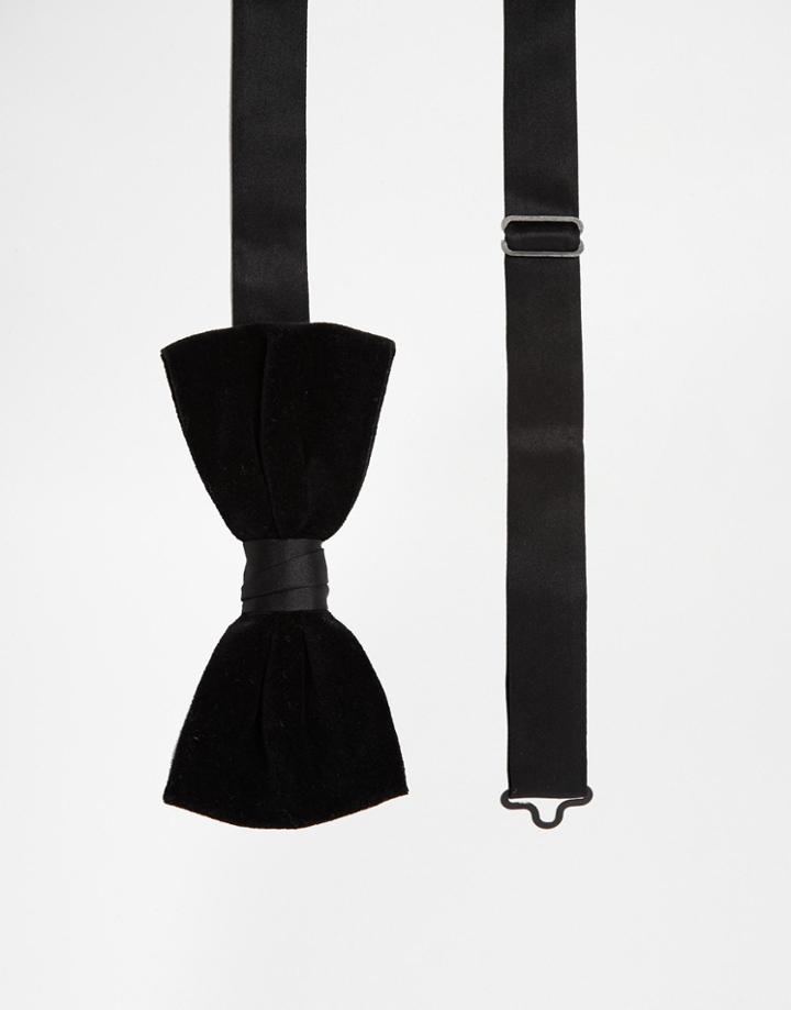 Noose & Monkey Bow Tie In Velvet - Black