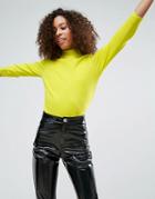 Monki High Neck 3/4 Sleeve Top - Yellow