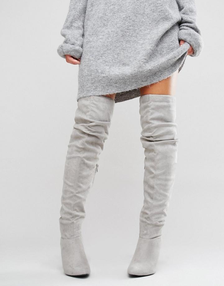 New Look Over The Knee Boots - Gray