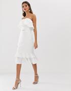 Chi Chi London Bardot Frill Crop Top In White