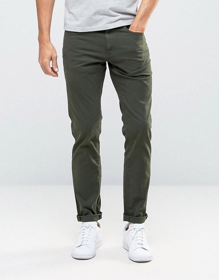 Pull & Bear Slim 5 Pocket Jeans In Khaki - Green