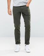 Pull & Bear Slim 5 Pocket Jeans In Khaki - Green