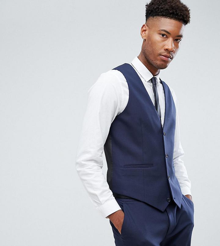 Asos Design Tall Skinny Suit Vest In Navy